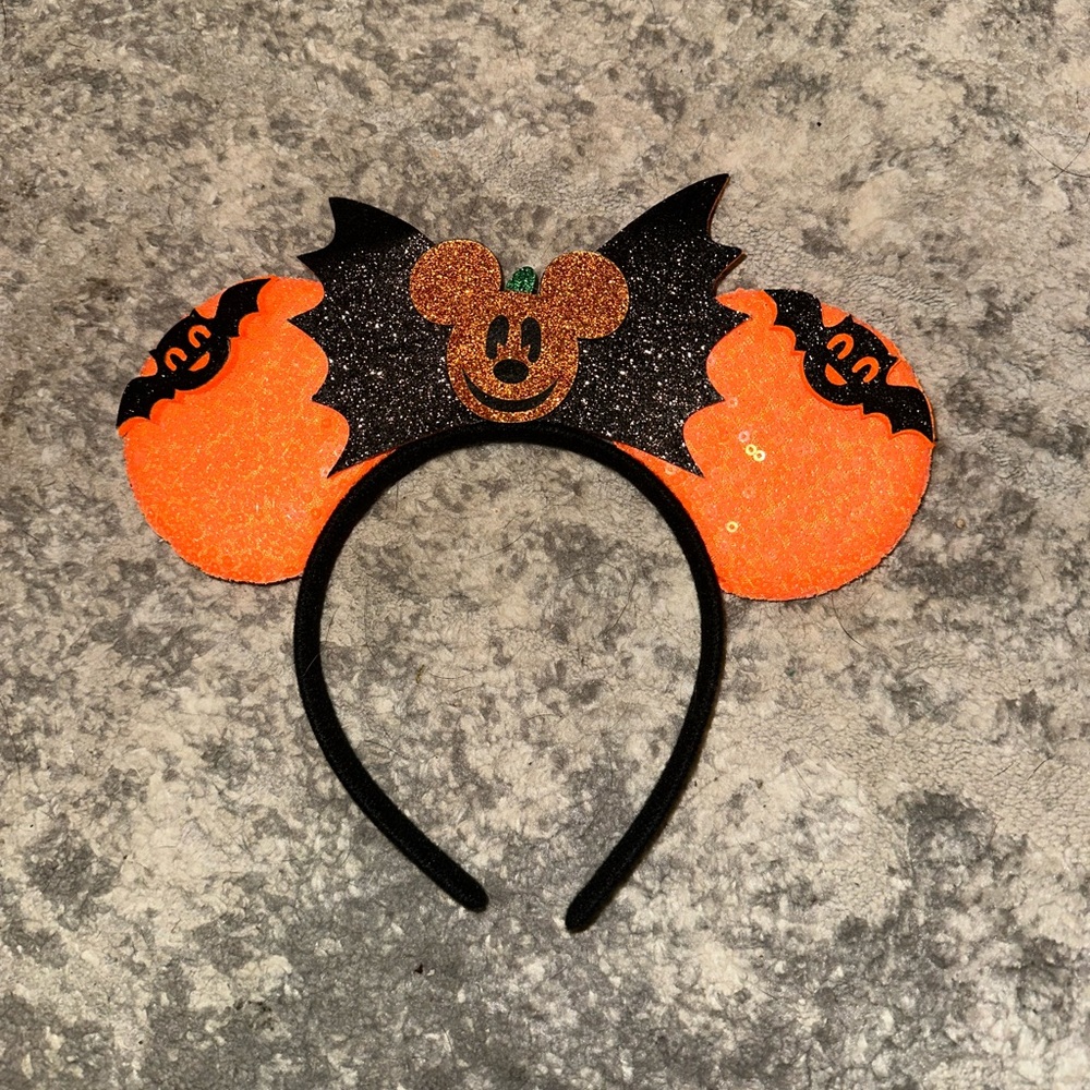 Halloween Themed Minnie Disney Ears - Pumpkin Mickey - Used